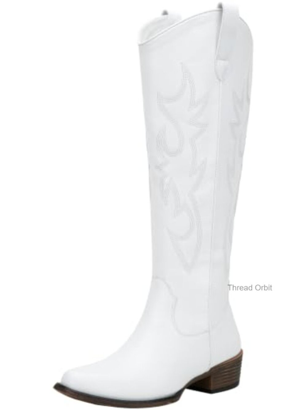 Women's Knee High Cowboy Boots Low Heel Western Tall Boots Faux Leather